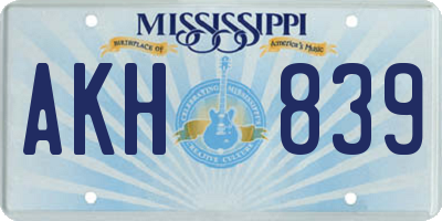 MS license plate AKH839