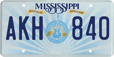 MS license plate AKH840