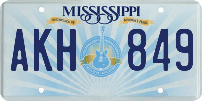 MS license plate AKH849