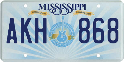 MS license plate AKH868
