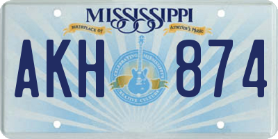 MS license plate AKH874