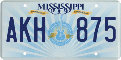 MS license plate AKH875