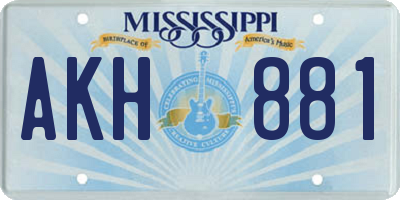 MS license plate AKH881
