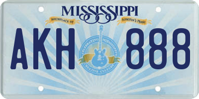 MS license plate AKH888