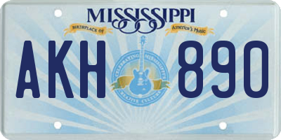 MS license plate AKH890