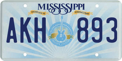 MS license plate AKH893
