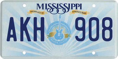 MS license plate AKH908