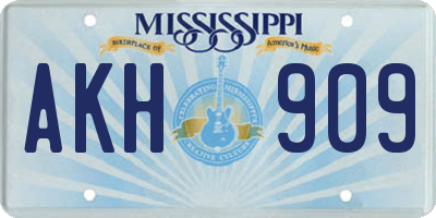 MS license plate AKH909