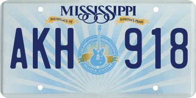 MS license plate AKH918