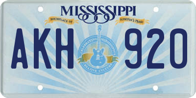 MS license plate AKH920