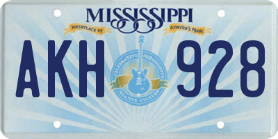 MS license plate AKH928