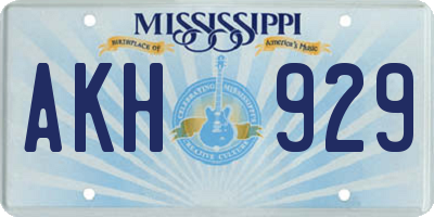 MS license plate AKH929