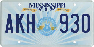 MS license plate AKH930