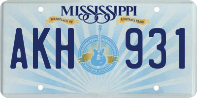 MS license plate AKH931