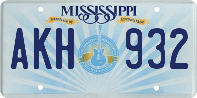 MS license plate AKH932