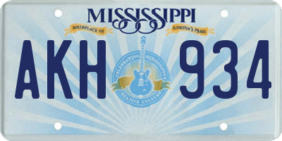 MS license plate AKH934