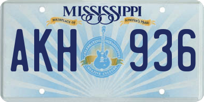 MS license plate AKH936