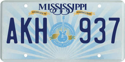MS license plate AKH937