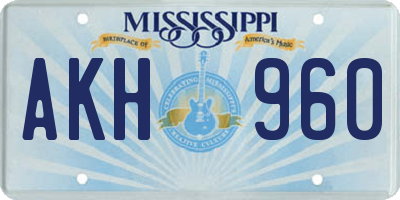 MS license plate AKH960