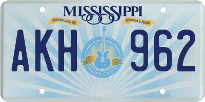 MS license plate AKH962