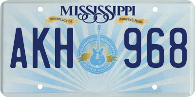 MS license plate AKH968