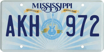 MS license plate AKH972