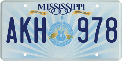 MS license plate AKH978