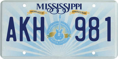 MS license plate AKH981