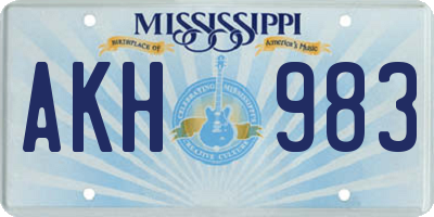 MS license plate AKH983