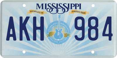 MS license plate AKH984