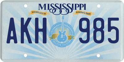MS license plate AKH985