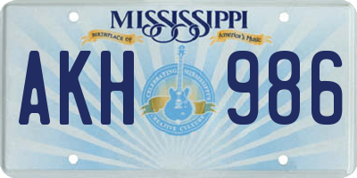 MS license plate AKH986