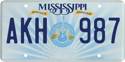 MS license plate AKH987