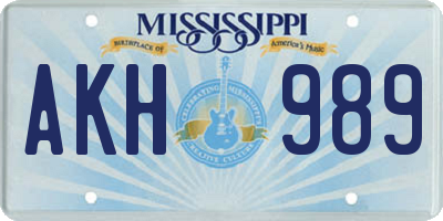 MS license plate AKH989