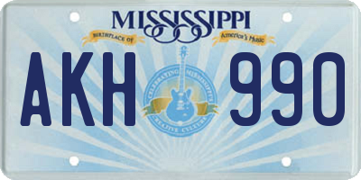 MS license plate AKH990