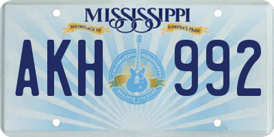 MS license plate AKH992