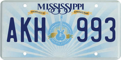 MS license plate AKH993