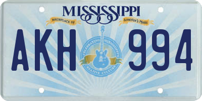 MS license plate AKH994