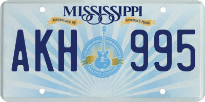 MS license plate AKH995
