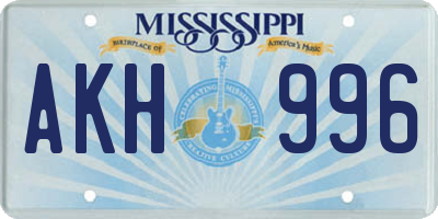MS license plate AKH996
