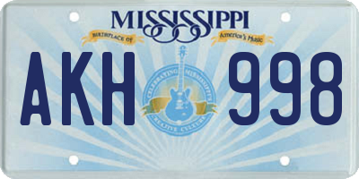 MS license plate AKH998