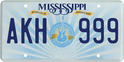 MS license plate AKH999