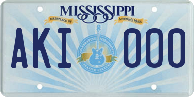 MS license plate AKI000