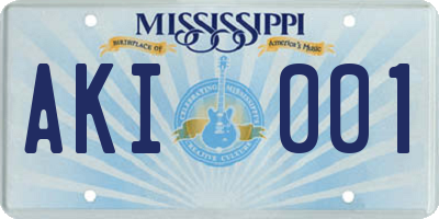 MS license plate AKI001