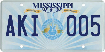 MS license plate AKI005
