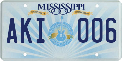 MS license plate AKI006