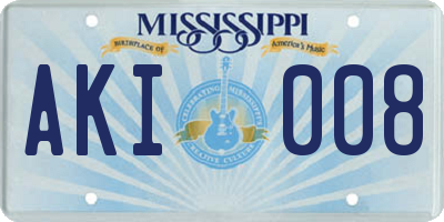 MS license plate AKI008