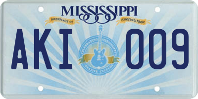 MS license plate AKI009