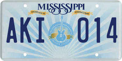 MS license plate AKI014