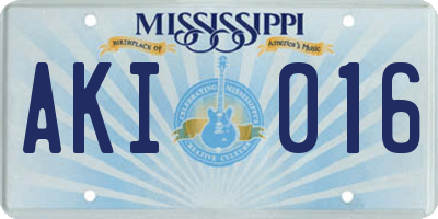 MS license plate AKI016